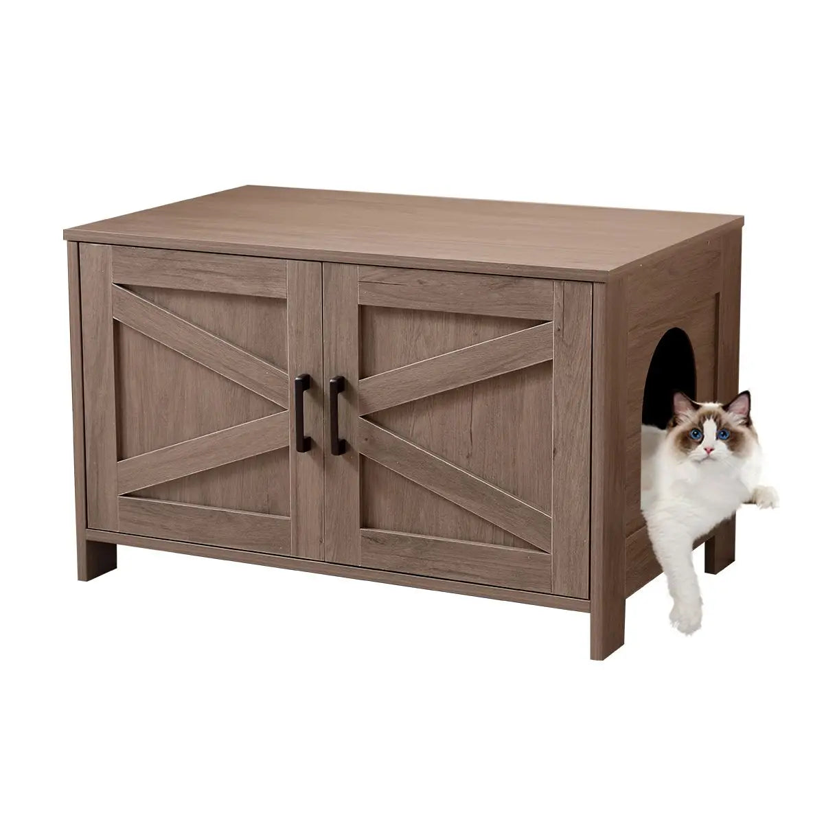 🪵 Michi’s Woodline Privacy Console

“For the cat who prefers a rustic escape… and for the human who prefers not to look at a litter box.”